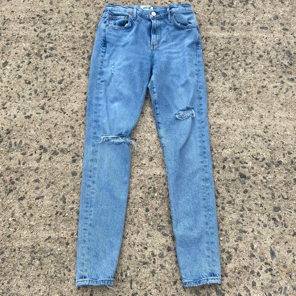 AGOLDE Sophie Skinny Jeans Distressed Stretchy Blue Womens‎ Size 25x29 - Picture 1 of 12